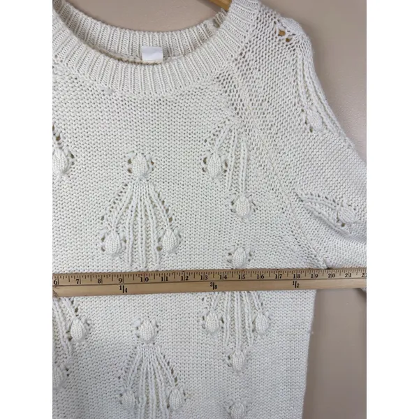 GAP Women’s Chunky Cable Pointelle Popcorn Knit Crewneck Sweater Size S Tall - Image 10