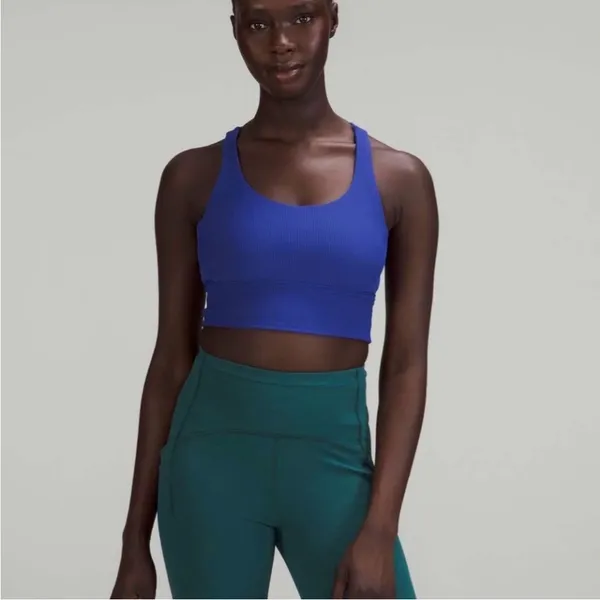 Lululemon athletica energy bra blue ribbed $78 limited edition active 8 workout - Image 3