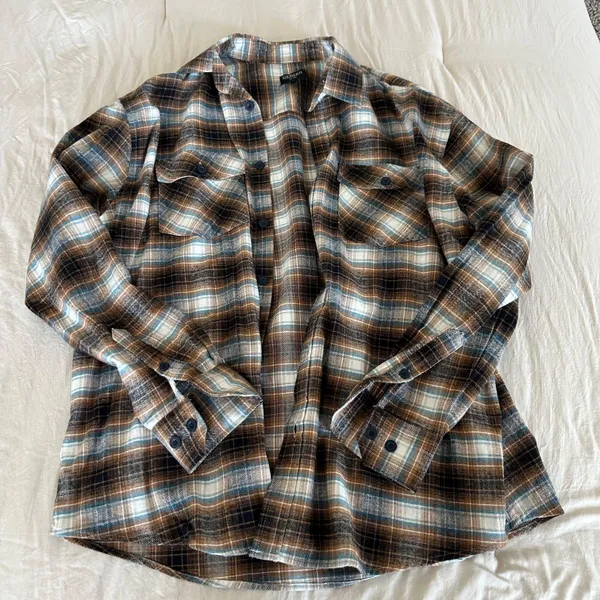 Brown Plaid Flannel Size XL - Image 2