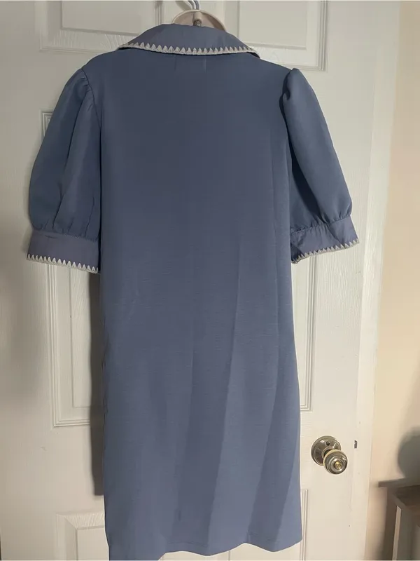 Betsey’s Boutique Shop Puff Sleeve Dress with Contrast Trim - Image 5