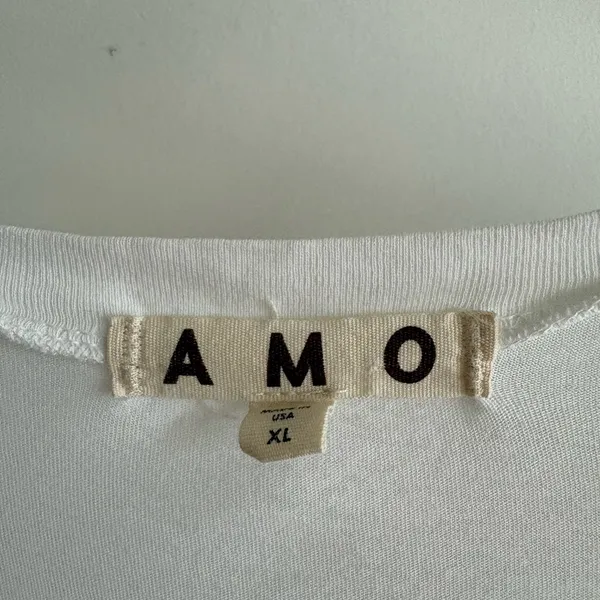AMO White Flutter Sleeve Blouse 100% Cotton Made in USA Size XL Boho - Image 3