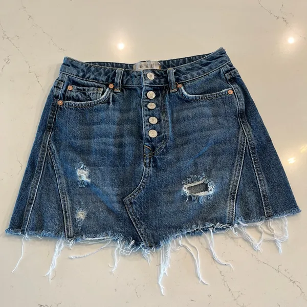 Free People We The Free Denim A-Line Mini Skirt‎ in Dark Denim Size 26 - Image 3