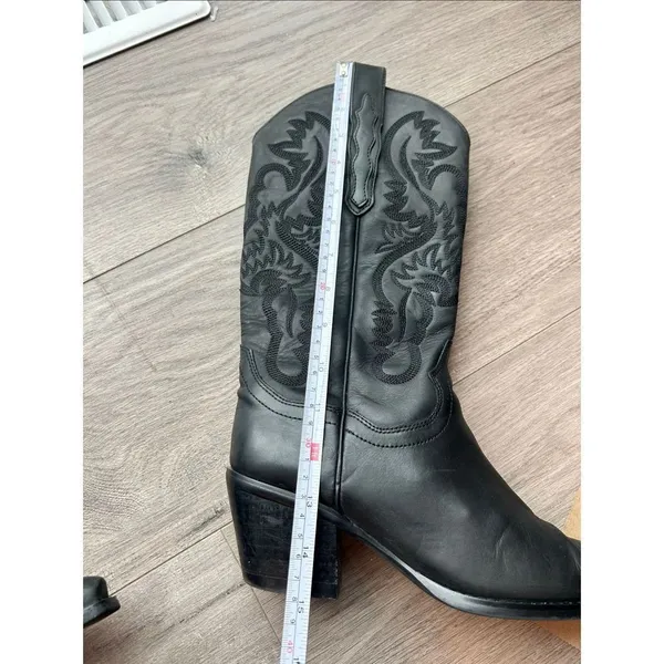Black cowboy/cowgirl women’s size 7 boots real leather with rubber sole and heel - Image 3