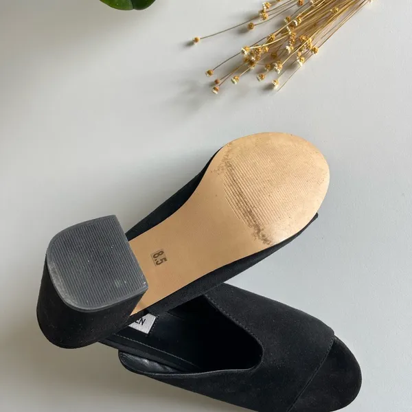 Steve Madden Chance black suede block heel slides sandals - Image 7