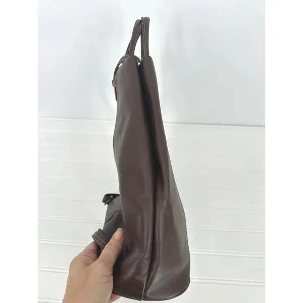 Tuscany Leather Backpack Purse Women OS Brown Leather Handmade Italy Sling Zip - Image 4
