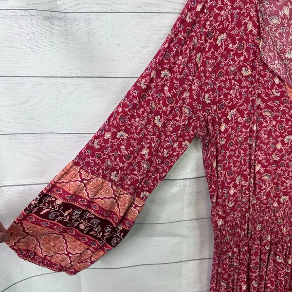 American Eagle Womens XL Long Boho Paisley Floral Gathered Mini Dress - Image 6