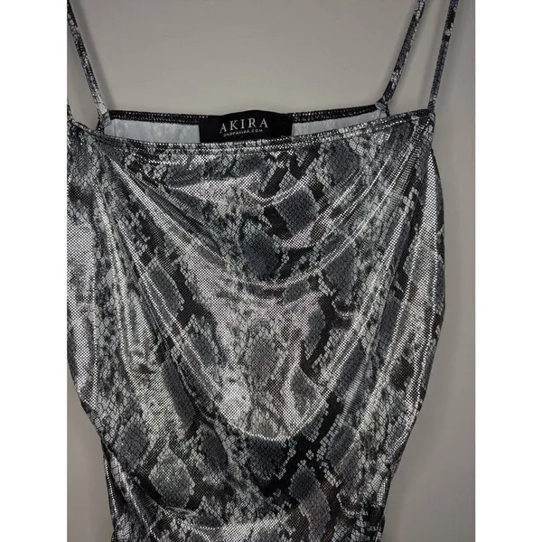 Akira snake print iridescent metallic body con dress Medium - Image 4