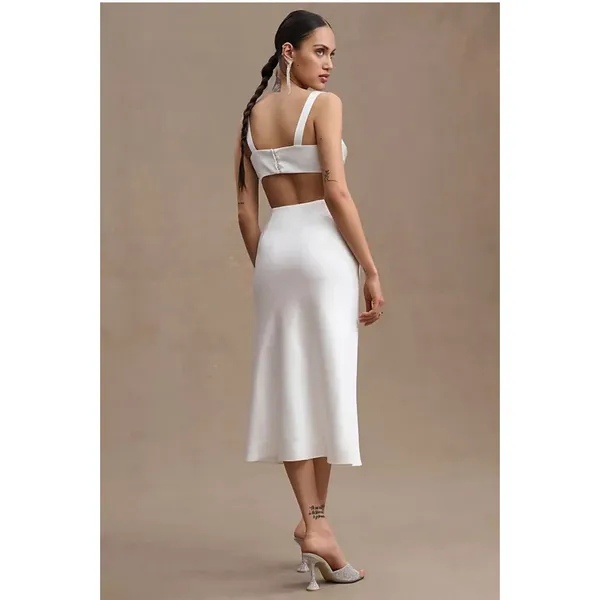 BHLDN Sachin‎ & Babi Sierra Satin Midi Dress Ivory Size 6 NWT Retail $250 - Image 3