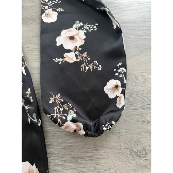 Abercrombie & Fitch Women's One Shoulder Black Satin Floral Mini Dress Size XS - Image 8