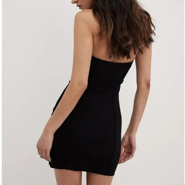NEW ZARA Satin Bustier Mini Dress Black LARGE - Image 8