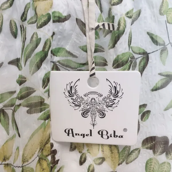 Angel Biba Tropical Leaves Print Halter Mini Dress Sz 12 Backless Angelcore Glam - Image 5