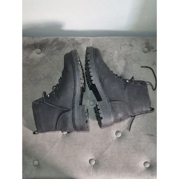 Y2K Boots London Fog Black Lace-Up Combat Boots Biker Gorpcore 10M - Image 8