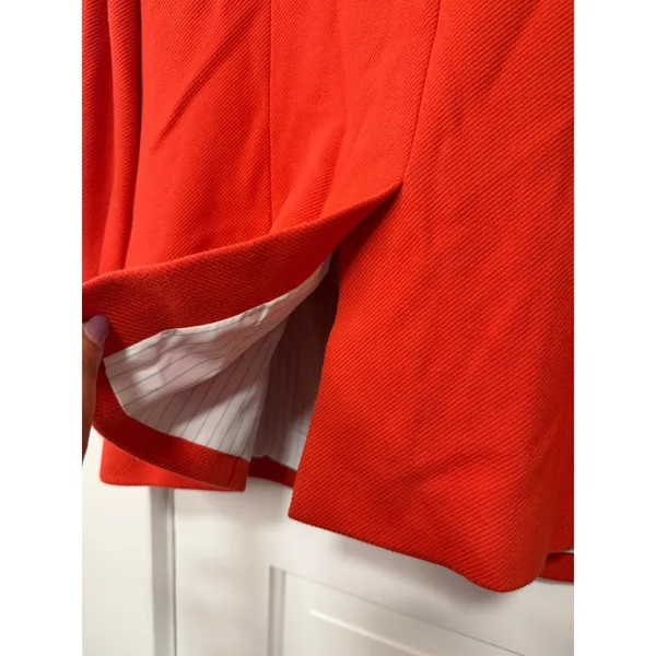Talbots Red Orange Textured knit Blazer Gold Black Crest Buttons Size 14 Preppy - Image 6