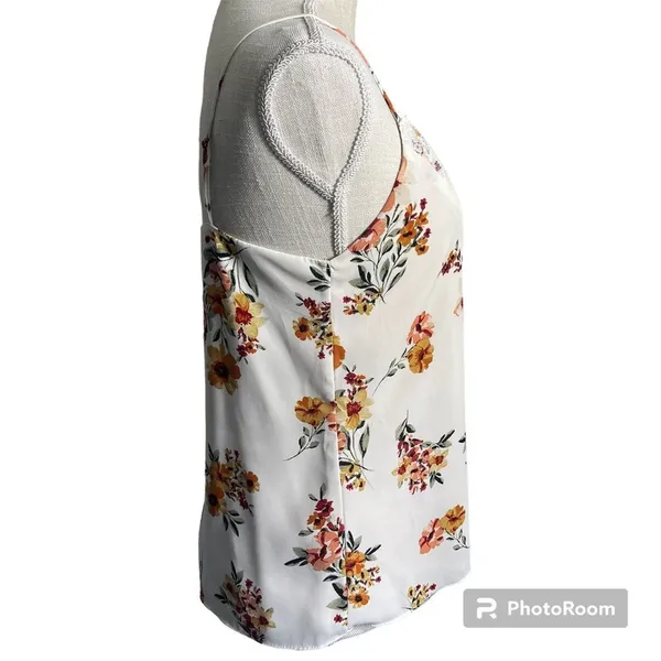 Socialite Cream Floral Lace Cami Tank Top Small - Image 4