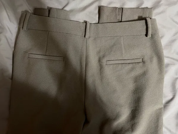 ZARA Pleated Tailored Straight Leg Pants Khaki Green - Image 4