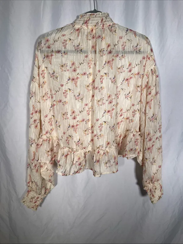 By Together Womens Floral Mock Neck Blouse Top Cream Small - Image 5