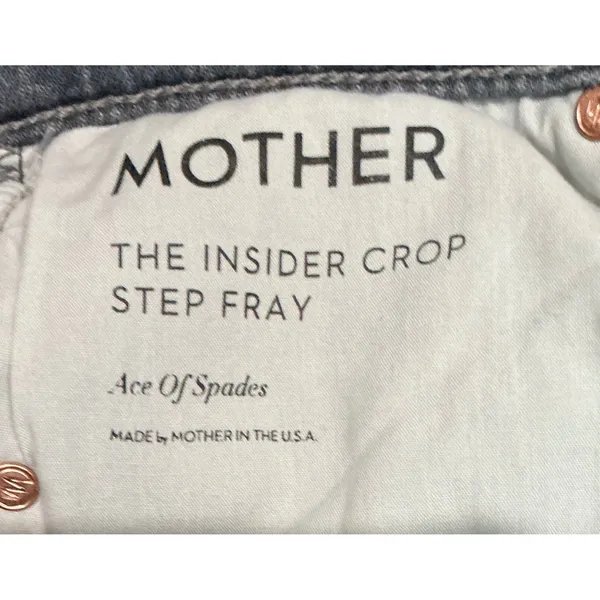 MOTHER TheInsider Crop Step Fray Jeans Ace‎ Of Spades Grey Distressed Size 25 XS - Image 6