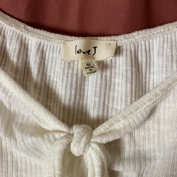Urban Outfitters WHITE RIBBED BASIC BLOUSE - Image 2