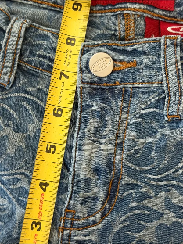 Bongo Let Me B Vintage Y2K Floral Scroll Print Flare Jeans Womens 9 Low Rise - Image 9