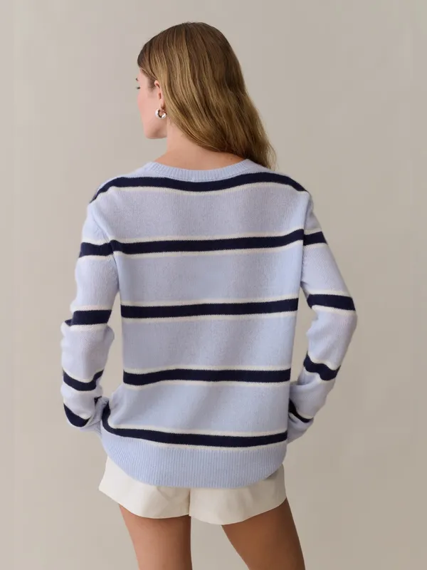 NWT Few Moda Sofia Cashmere Sweater size Small S blue stripe morning mist CAARA - Image 4
