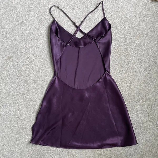 Victoria's Secret Lingerie Nightgown Dress Purple Silky 100% Polyester Size XS - Image 2