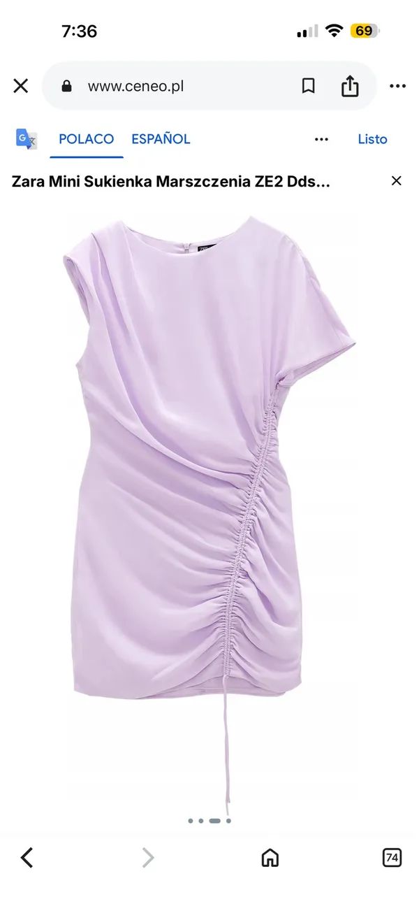 Zara Lilac Side-Ruched Mini Dress - Image 3