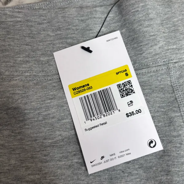 Nike Tight fit mid rise short length biker shorts small grey white NWT New - Image 2