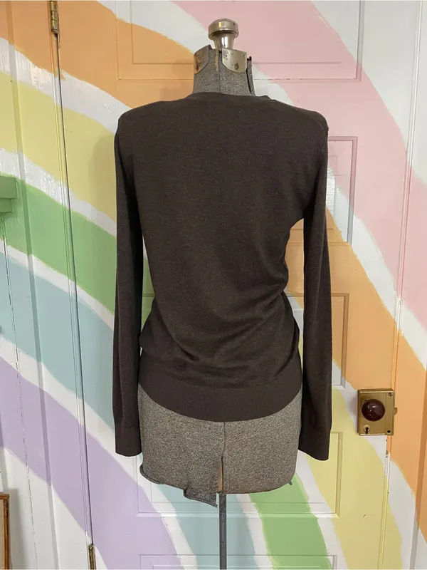NWT Quince Lightweight Cotton Cashmere V-Neck Sweater Heather Charcoal Sz S 🧡🎀 - Image 7