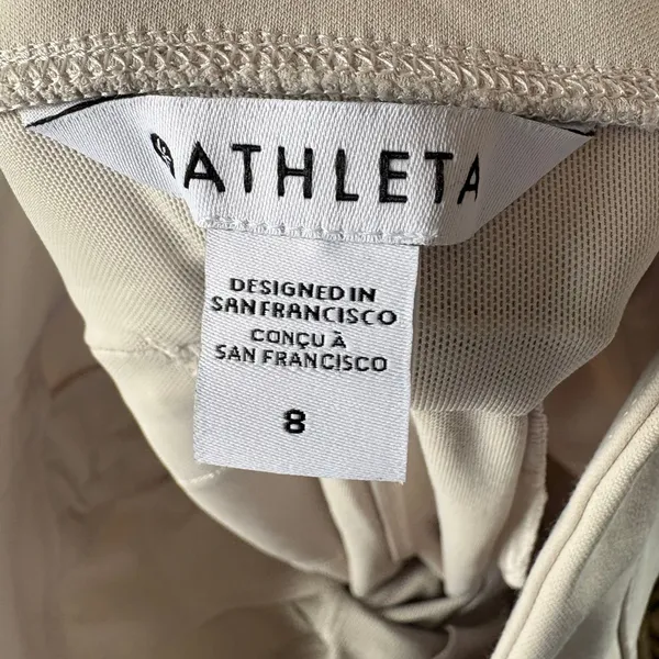 Athleta Womens light Gray Pintuck Straight Leg Zipper Pocket Casual Pants Size M - Image 9