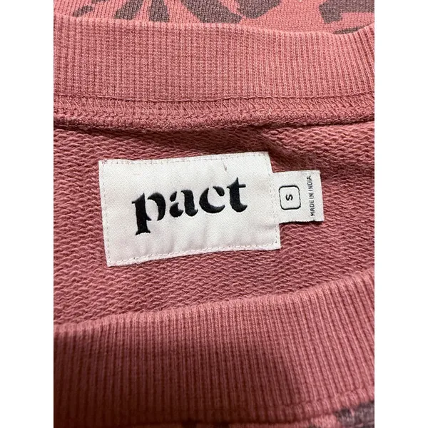 Pact Organic Cotton Sweatshirt Dress Rust Brown Botanical Leaf Print Mini Small - Image 5