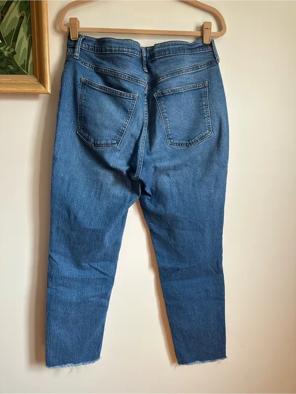 Universal Thread High Rise 90s Slim Button Fly Jeans Raw Hem Womens 12 Blue - Image 5