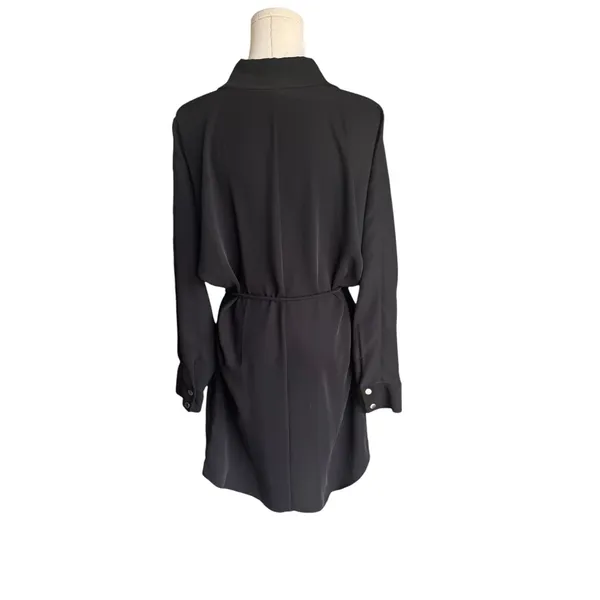Amanda Uprichard - Black Button-Front Tie Shirt Dress Sz M - Image 4