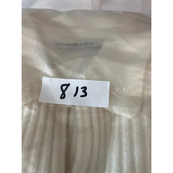 Abercrombie & Fitch Ribbed Pearl Button Crop Cardigan Women S Cream Soft Girl - Image 9