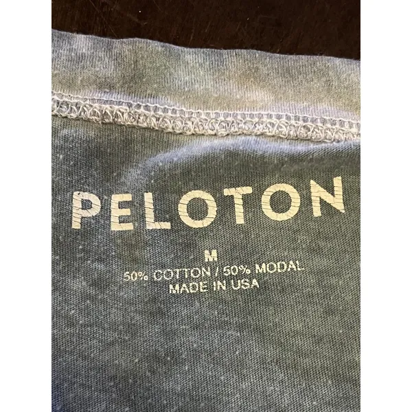Peloton Tank Top Womens Medium Blue Scoop Neck Striped Logo Relaxed Fit Athletic - Image 6