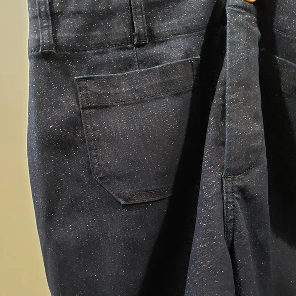 Anthro Maeve Colette Wide Leg Cropped Jeans Sparkle Denim 28 - Image 5