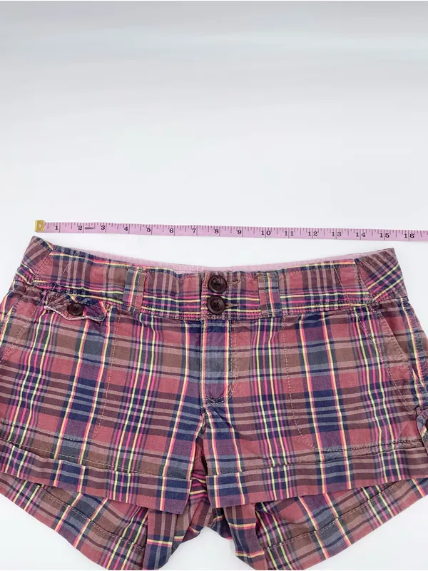 Vintage Y2K American Eagle Low Rise Plaid Shorts Size 4 Cotton Preppy Micro Mini - Image 7