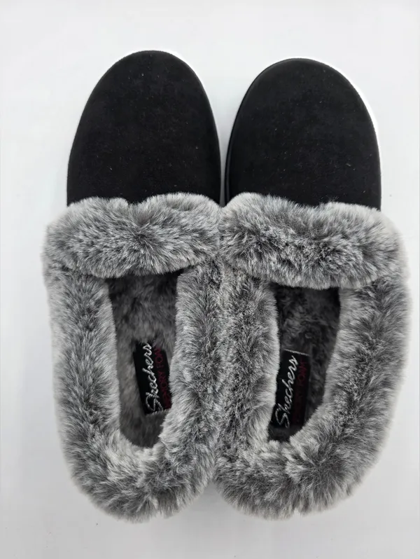 Skechers Womens Cozy Campfire Team Toasty plush gray faux Suede Fur Sz 8 black - Image 3