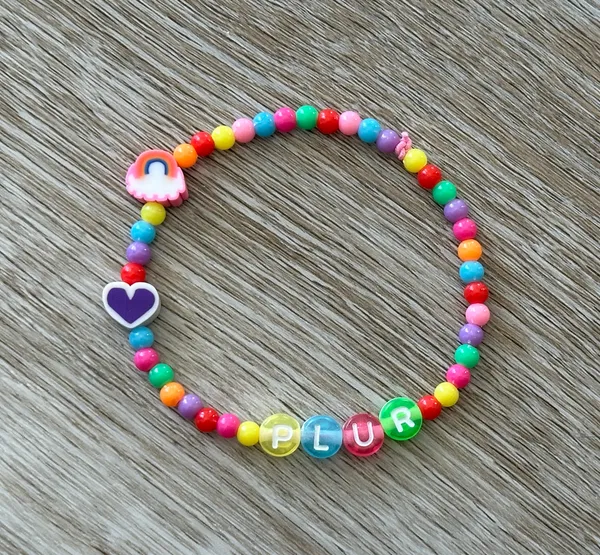 Handmade NEW Lot Of 2 Kandi Bracelets EDM Rave Festival Dinosaur PLUR Colorful Fun - Image 4