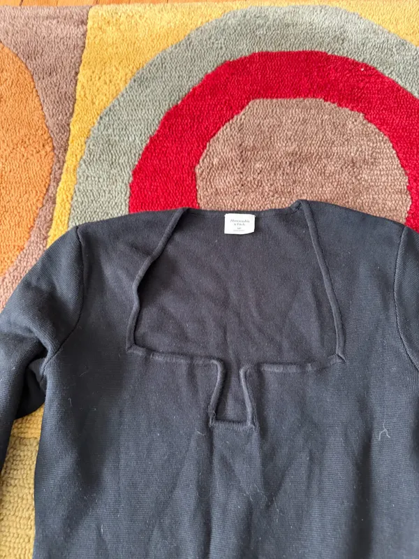 Abercrombie & Fitch Black Tight Mini Sweater Dress Long Sleeve Medium Petite - Image 3