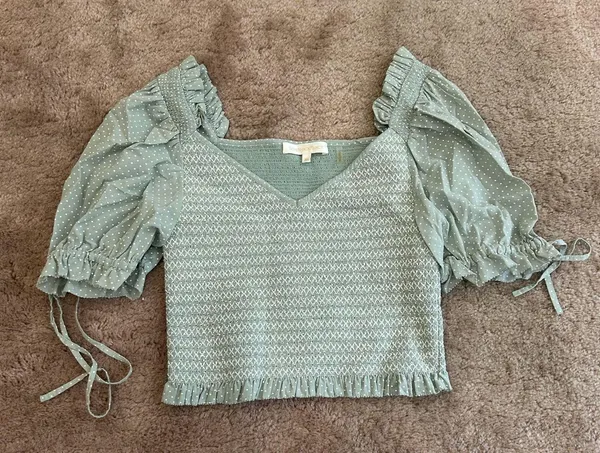 Loveshackfancy Shirred Tilly Smocked Polka Dot Milkmaid Top - Image 2