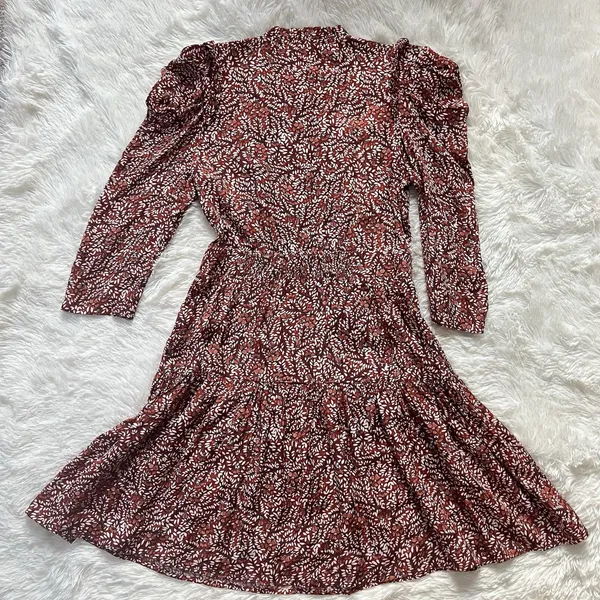 SUNCOO Paris Cesaria Dress Rust Floral Tiered Ruffle Mini Size T1 S - Image 9