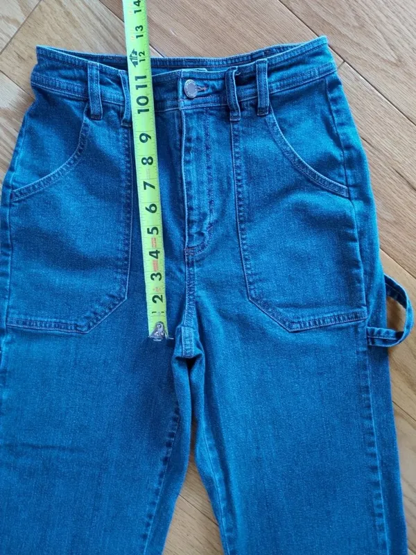 On 34th Womens 4/27 (24W x 26L) Barrel Leg High Rise Stretch Blue Denim Jeans - Image 10