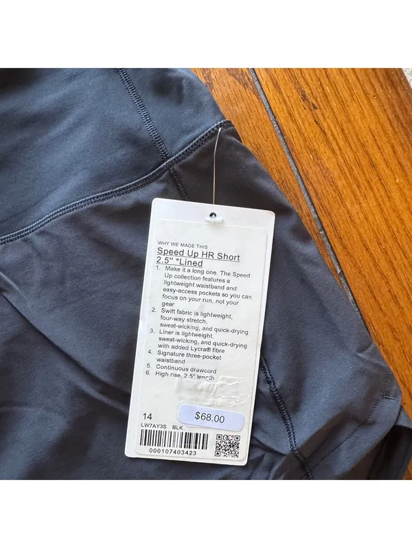 Lululemon Speed Up Short High Rise 2.5” Black Size 14 NWT - Image 4