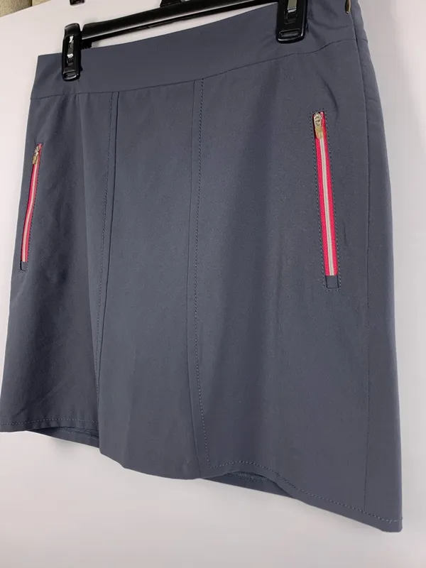 Annika Cutter & Buck Golf Skort Womens 4 Gray Pink Zip Pockets Stretch Tennis - Image 2
