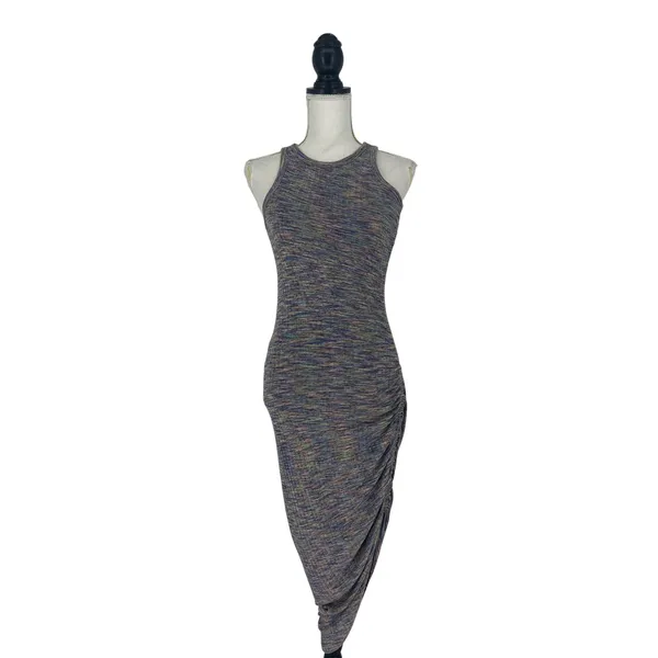 Veronica Beard‎ Haylee Rib-Knit Ruched Midi-Dress Multicolored - Image 2
