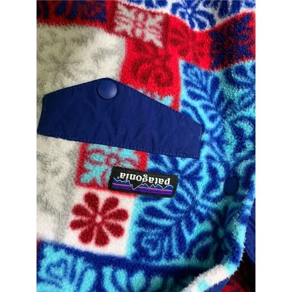 Patagonia Synchilla Makai totally red patchwork sweatshirt fleece XXS 25455 - Image 4