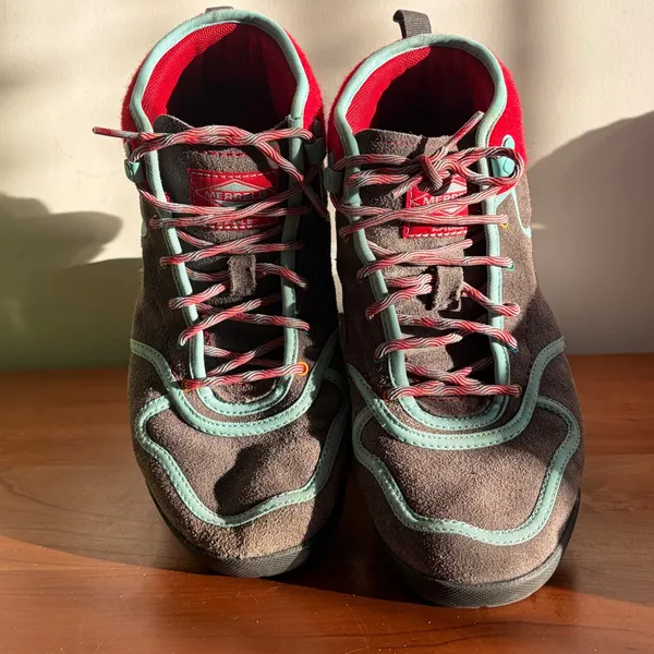 Merrell Eagle Origins Felt Charcoal Red Hiking Boots Womens Size 7‎ Retro Suede - Image 3
