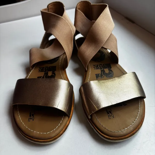 Sorel Ella II Bronze Gold Metallic Ash Slide Sandals Gladiator Size 7.5 Ankle‎ - Image 9