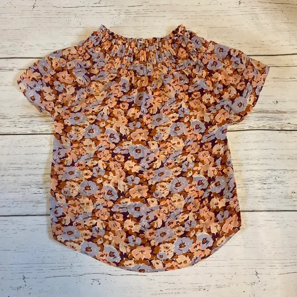 Madewell Smocked Mockneck Top in Floral Breeze Size Medium - Image 3