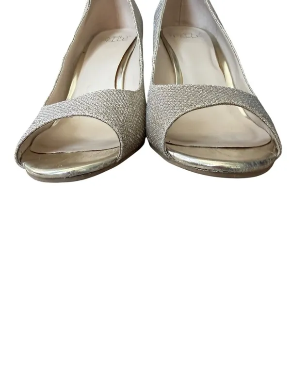 Simply Pelle Wendie women's gold glitter peep toe wedge pump shoe size 8 1/2M - Image 5